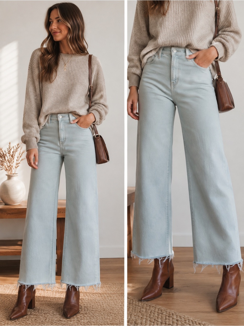 Pistola Penny High Rise Wide Leg Jeans Ankle Fit Cool Sage Aqua Est Size 28